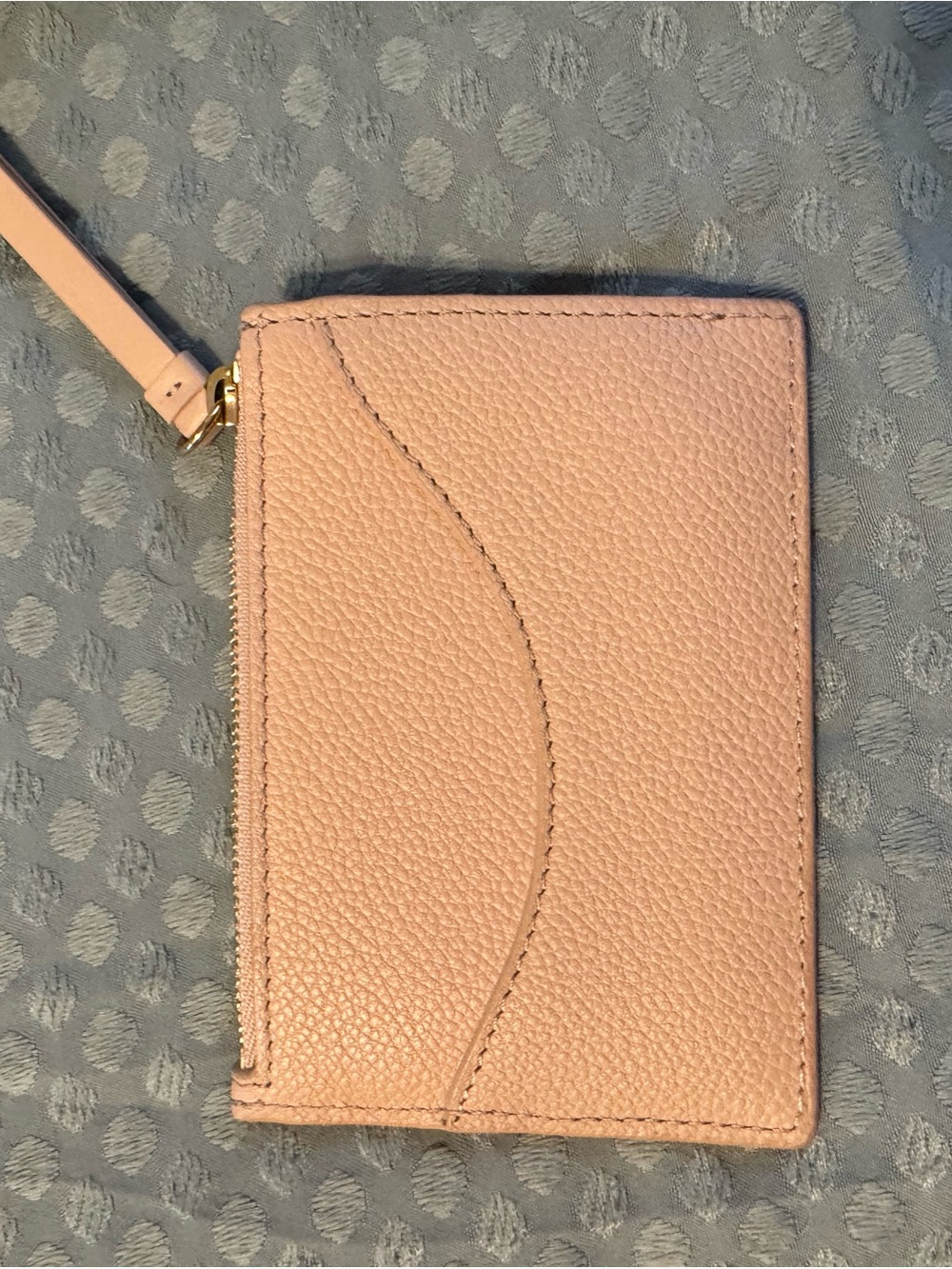 Polène Blush Pink Leather Zip Card Wallet